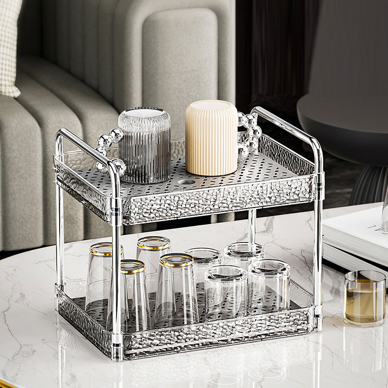 Water cup drain rack transparent double layer tray rack multi-functional kitchen cup holder cup storage rack simple