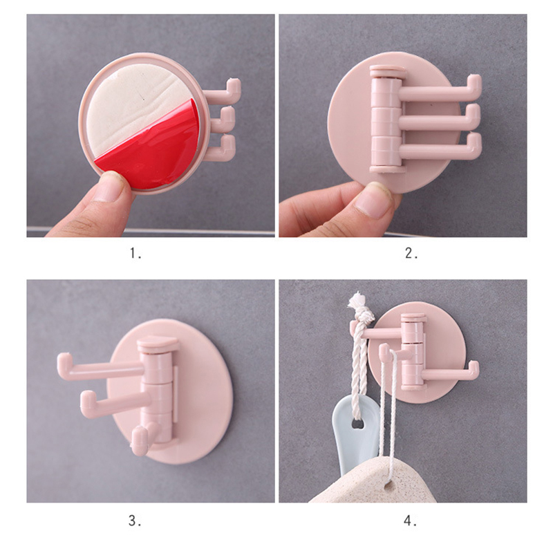 Redwokea 1 cái móc dính chịu lực mạnh móc dính liền mạch có thể xoay được móc treo tường nhà bếp phòng tắm nhà bếp móc