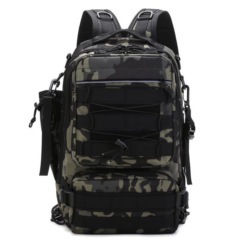 Fishing tackle backpack storage bag outdoor shoulder backpack water-resistant fishing gear bag cross body sling bag