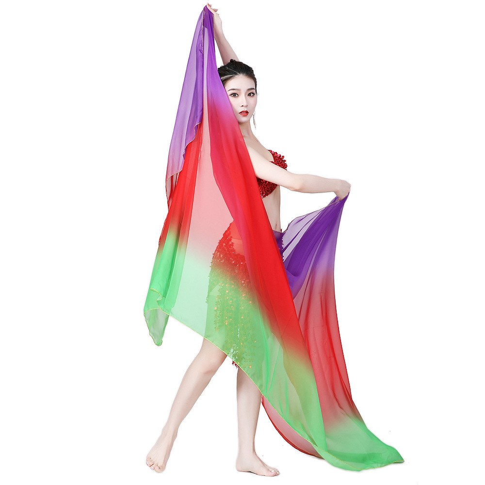 Belly Dance Gradient Color Opening Dance Color Large Size Hand Throwing Yarn Dance Accessories Performance Scarf