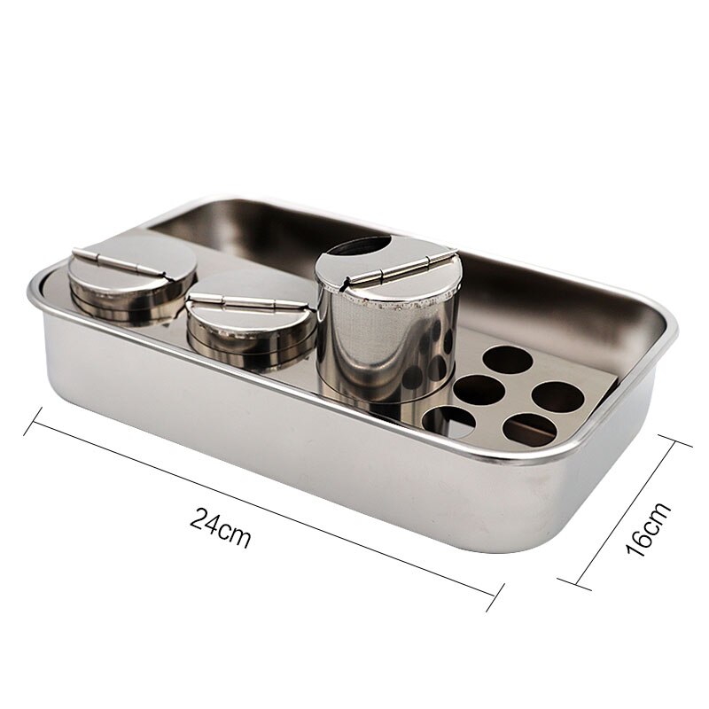 Stainless Steel Dental Dressing Plate Instruments Storage Box With 3/4 Bottles Dental Tray For