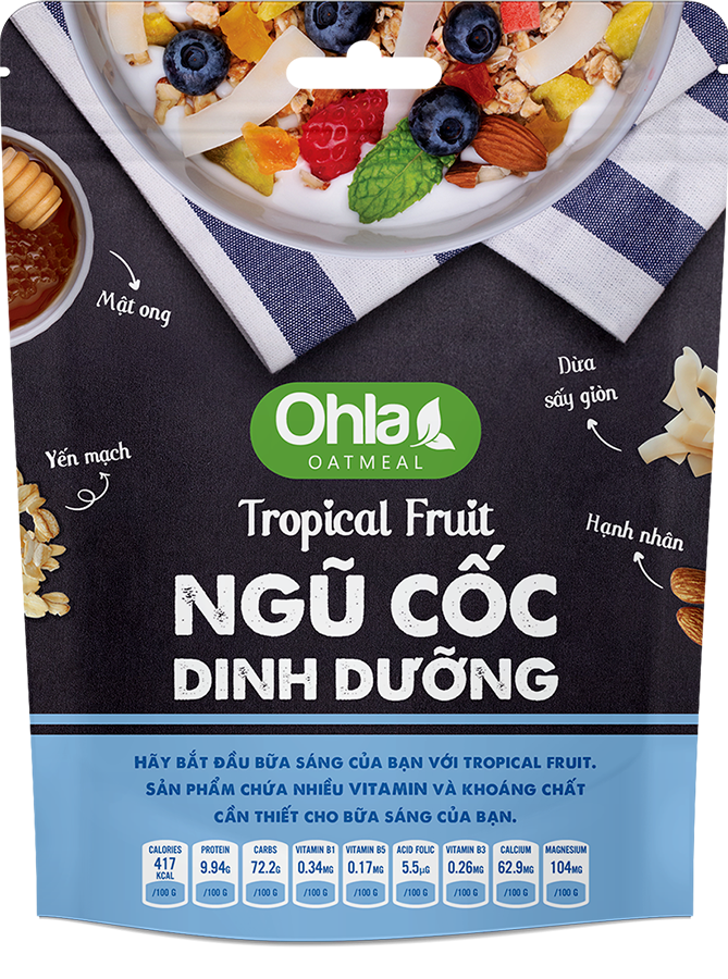 COMBO Bộ đôi năng lượng Tropical ( 1 NCDD Tropical 180gr và 1 Trái Cây Sấy Mix Hạt Tropical 100gr)