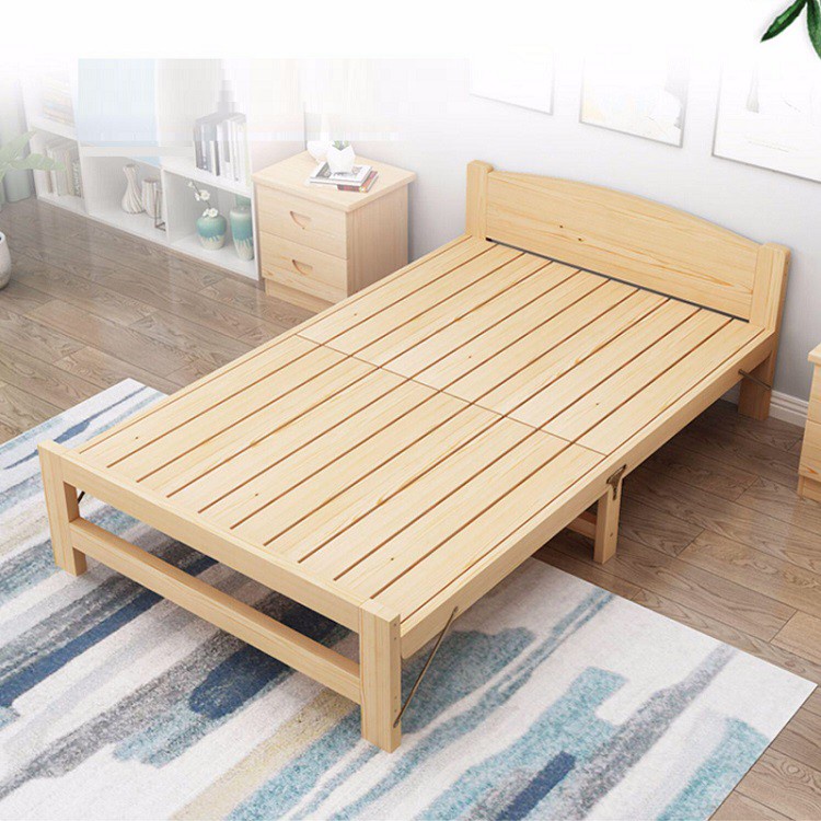 Folding Bed Pine Wood natural 60/80/100/120/150x195 cm, bed multi-purpose folding, folding single bed, bed office nap high-grade