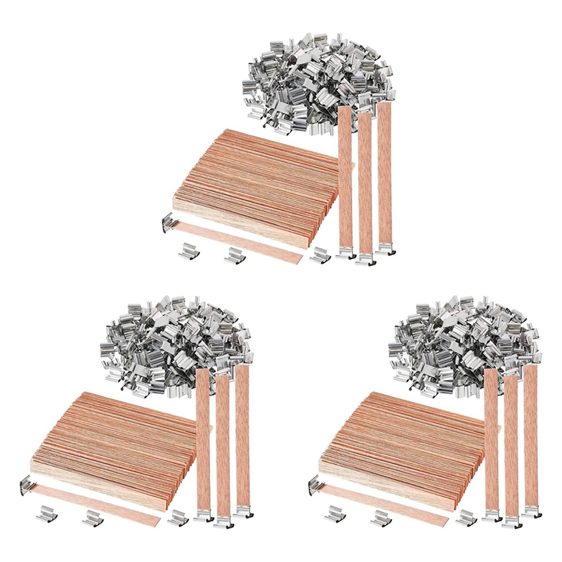 100 Pack Wooden Candle Wicks For Candle Making, 6Inch Burst Wood  Wicks/Smokeless Candle Wicks With Metal Base Clip