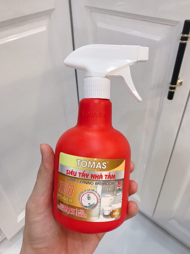 Nước Tẩy cặn canxi vách kính, tẩy thiết bị nhà tắm TOMAS Đỏ bản nâng cấp của chai tomas vàng - Thơm Mùi Quế