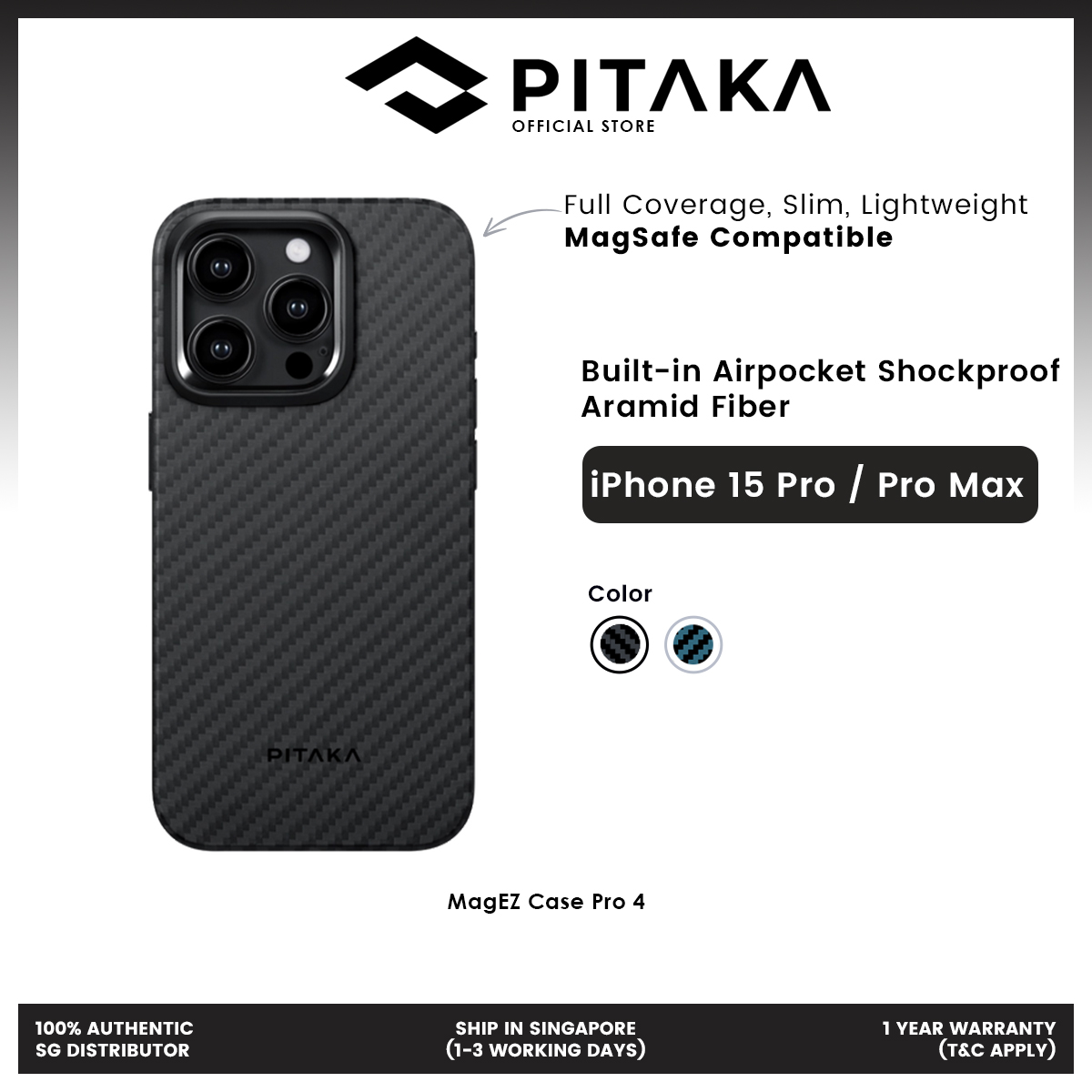 iPhone 15 Pro Max MagEZ Case Pro 4 Full Coverage Aramid Fiber Case