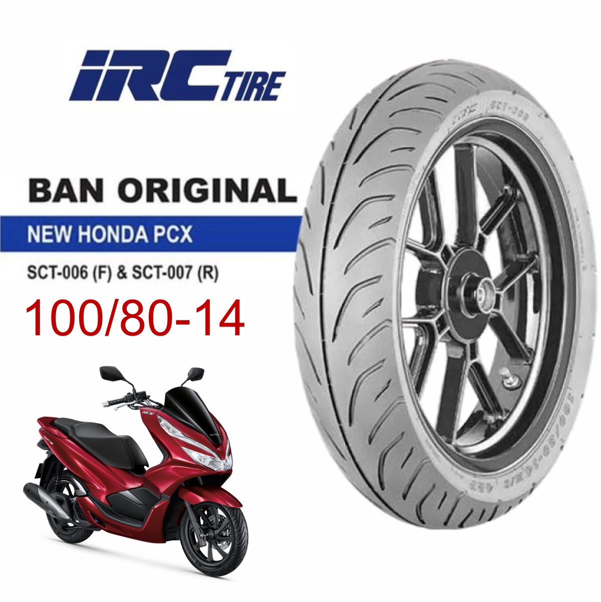 IRC Original Ban Depan PCX 100/80-14 SCT006 Belakang 120/70-14