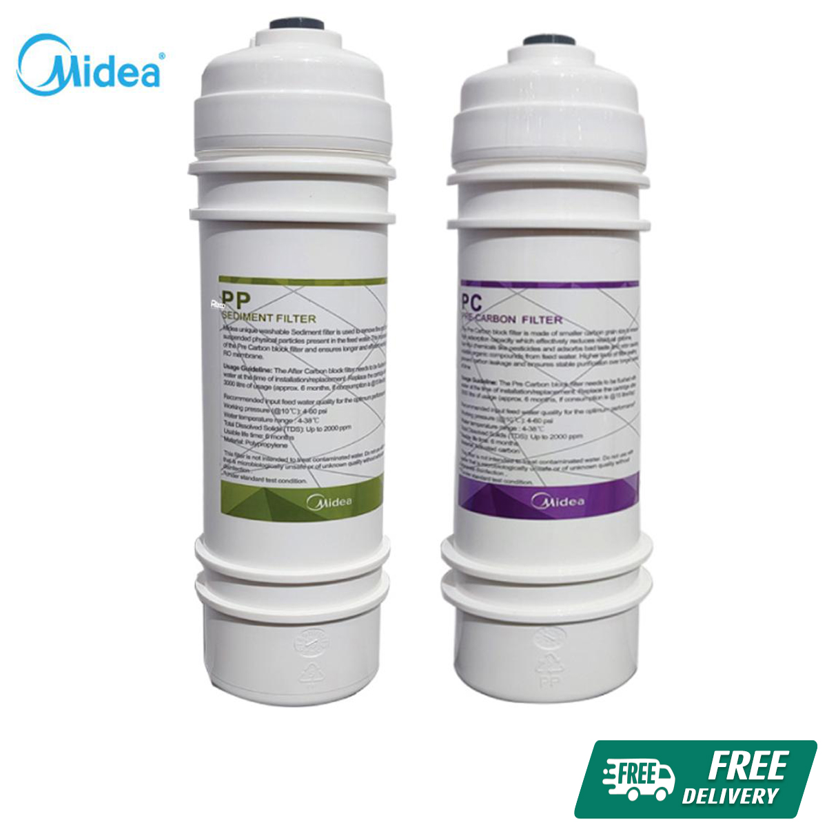 Midea PP Sediment & PC Pre Carbon Filter Cartridge JN1648/1742T