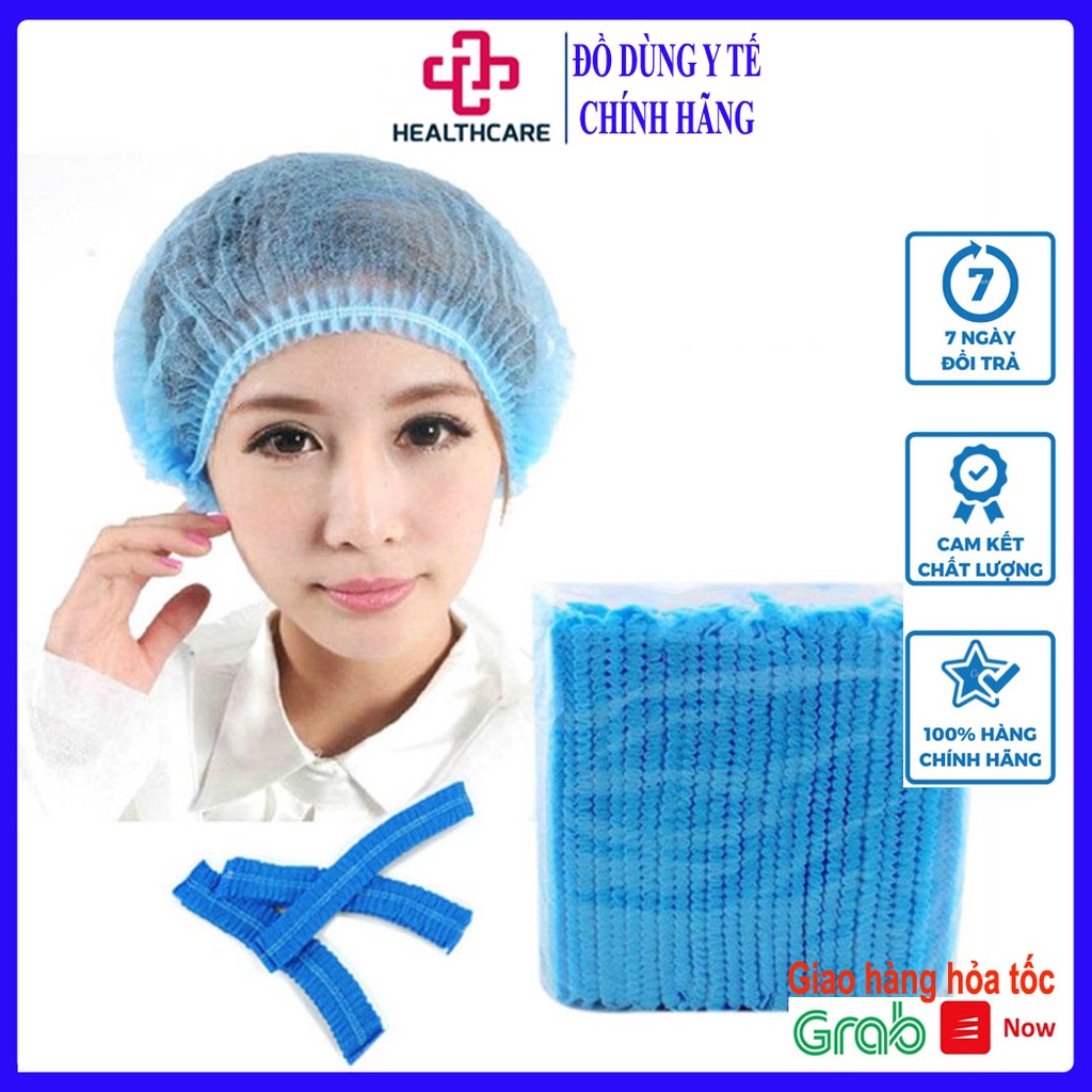 Mũ chụp y tế, mũ trùm đầu y tế bịch 100 chiếc chất liệu dày dặn dùng cho y tế, nhà máy, Spa