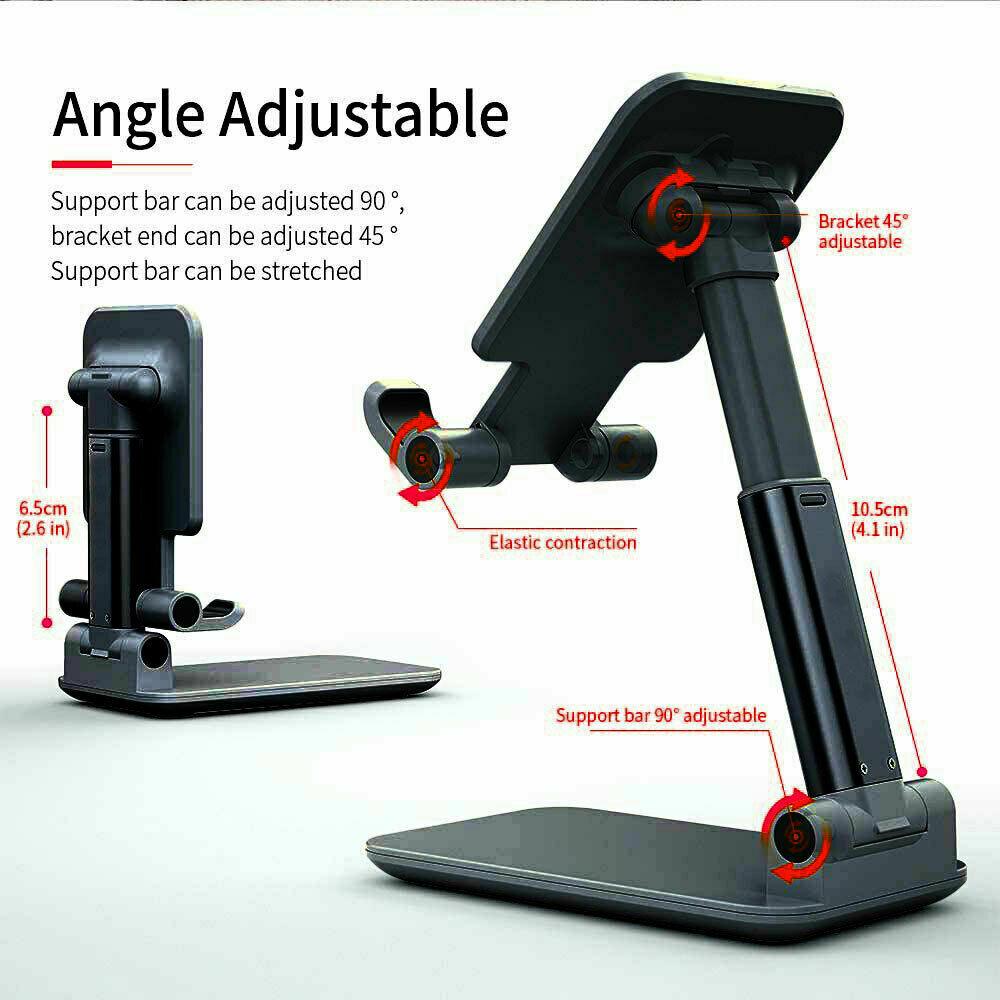 amagogo Universal Foldable Adjustable Desktop Phone Stand Swivel Holder for Smartphone Dark Blue