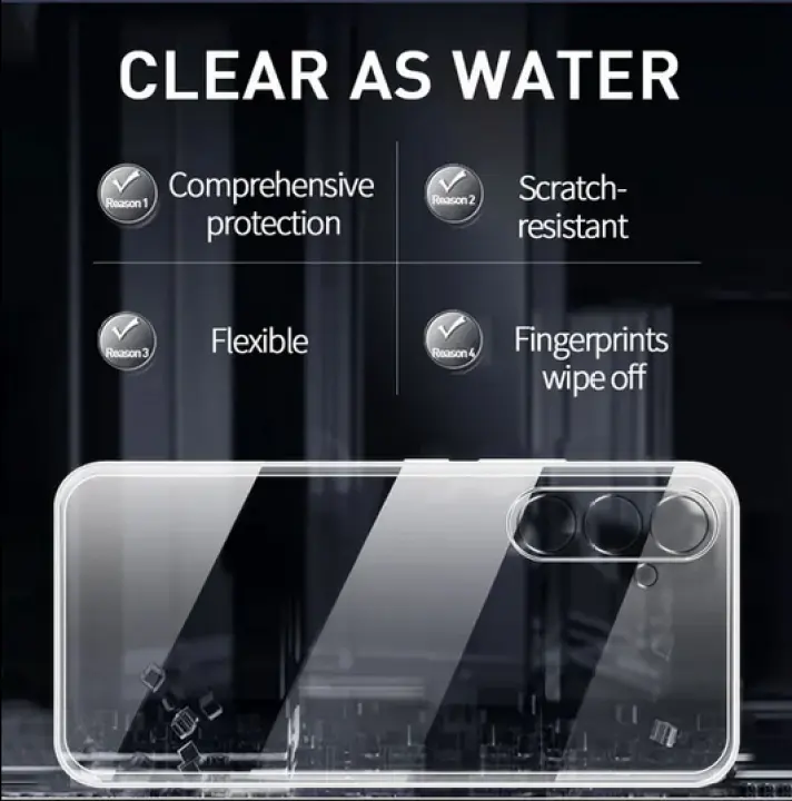 For Samsung Galaxy A35 Case Shockproof Thin Silicone Cover Yellowing-Resistant Transparent TPU Phone Case