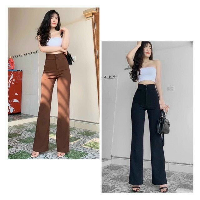 HOT QUẦN ỐNG LOE CẠP CAO 2 CÚC  CỰC CÁ TÍNH