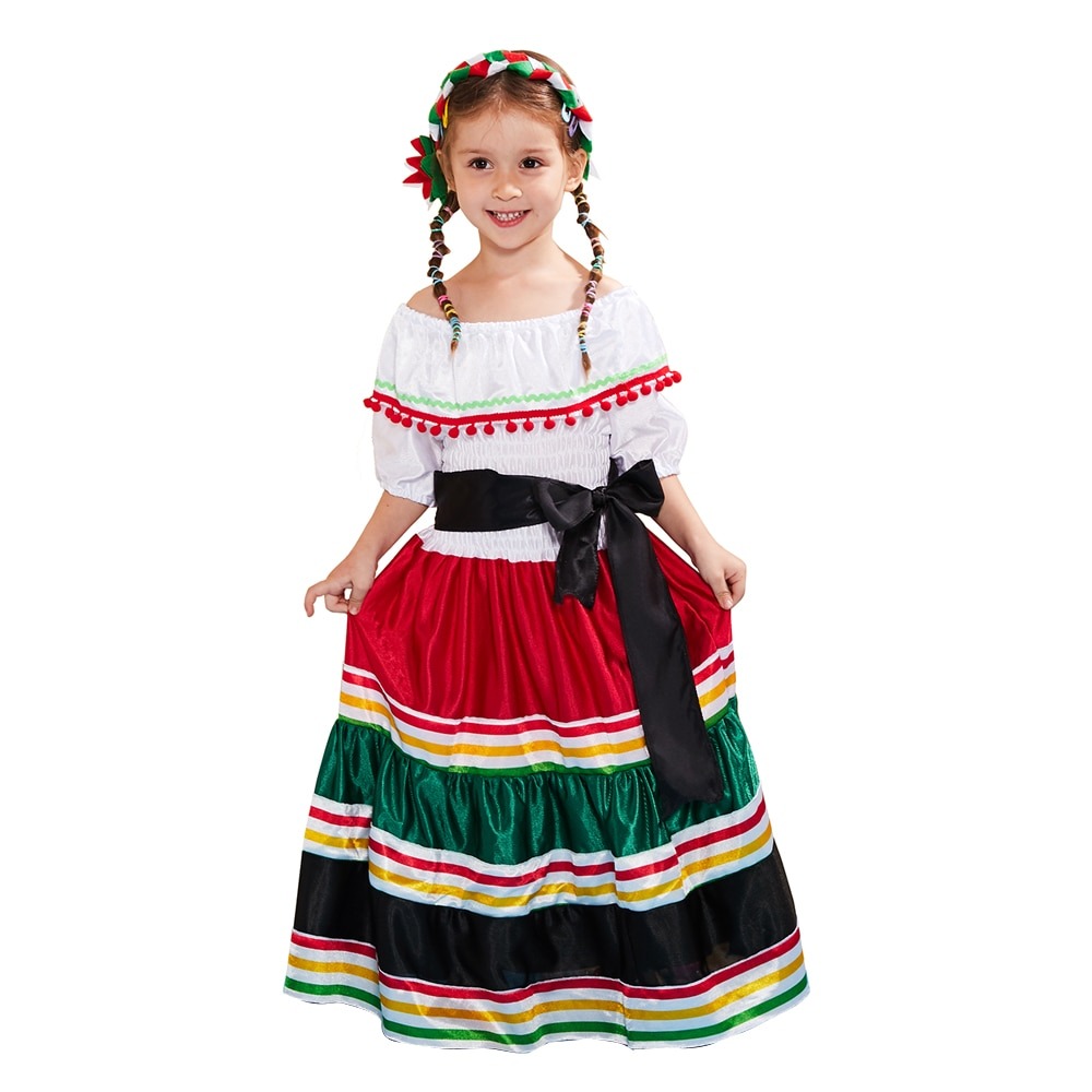 Eraspooky Girls Mexican Senorita Costumes Fancy Dress Cosplay Halloween Party Outfit for Children On Sale Mexican Girl Costume Mexican Dresses For Women Lazada Lazada PH