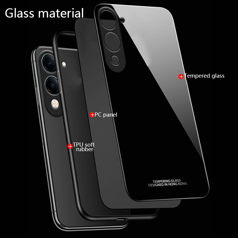 Biruiqu%20For%20VIVO%20Y04/Y19e/Y19%205G%20Shockproof%20Tempered%20Glass%20Back%20Soft%20Silicone%20Edge%20Black%20Case%20Cover%20Casing%20-%20Image%205