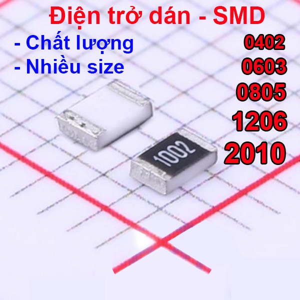 Điện trở dán 1206 - giá trị 0r đến 56r, ±5%
