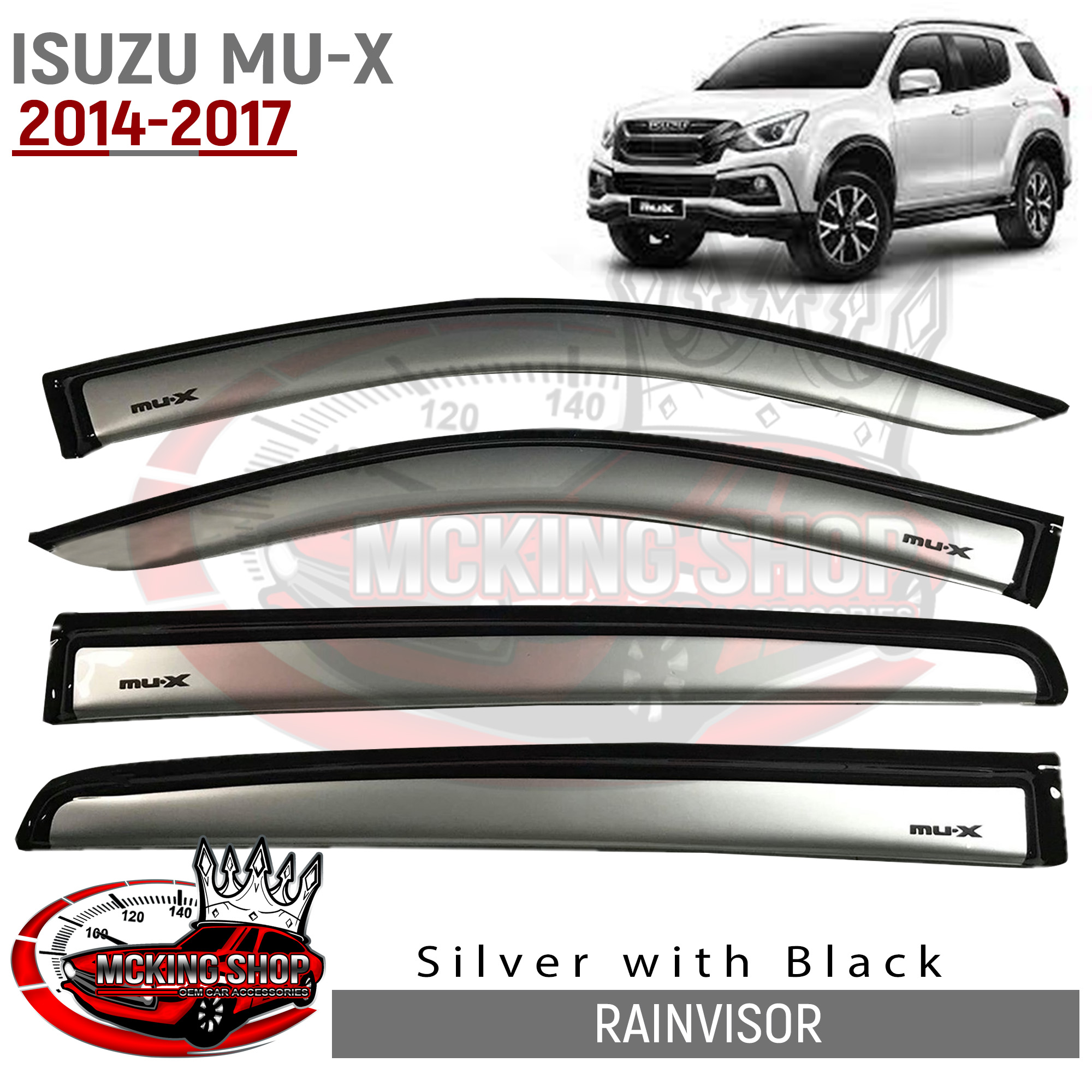 Isuzu Mu-x 2014-2017 Rain Guard Window Visor Silver with Black | Lazada PH