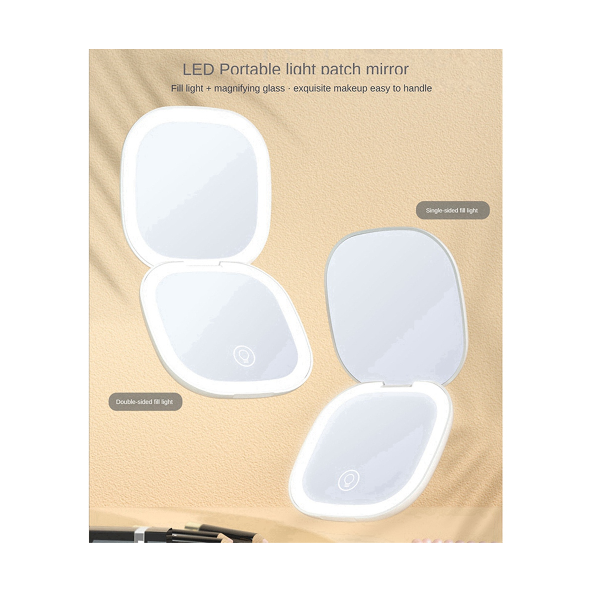 Mini LED Makeup Mirror with Light 5X Magnifying Pocket Double Sided Travel Convenient Cosmetic Vanity Mirrors