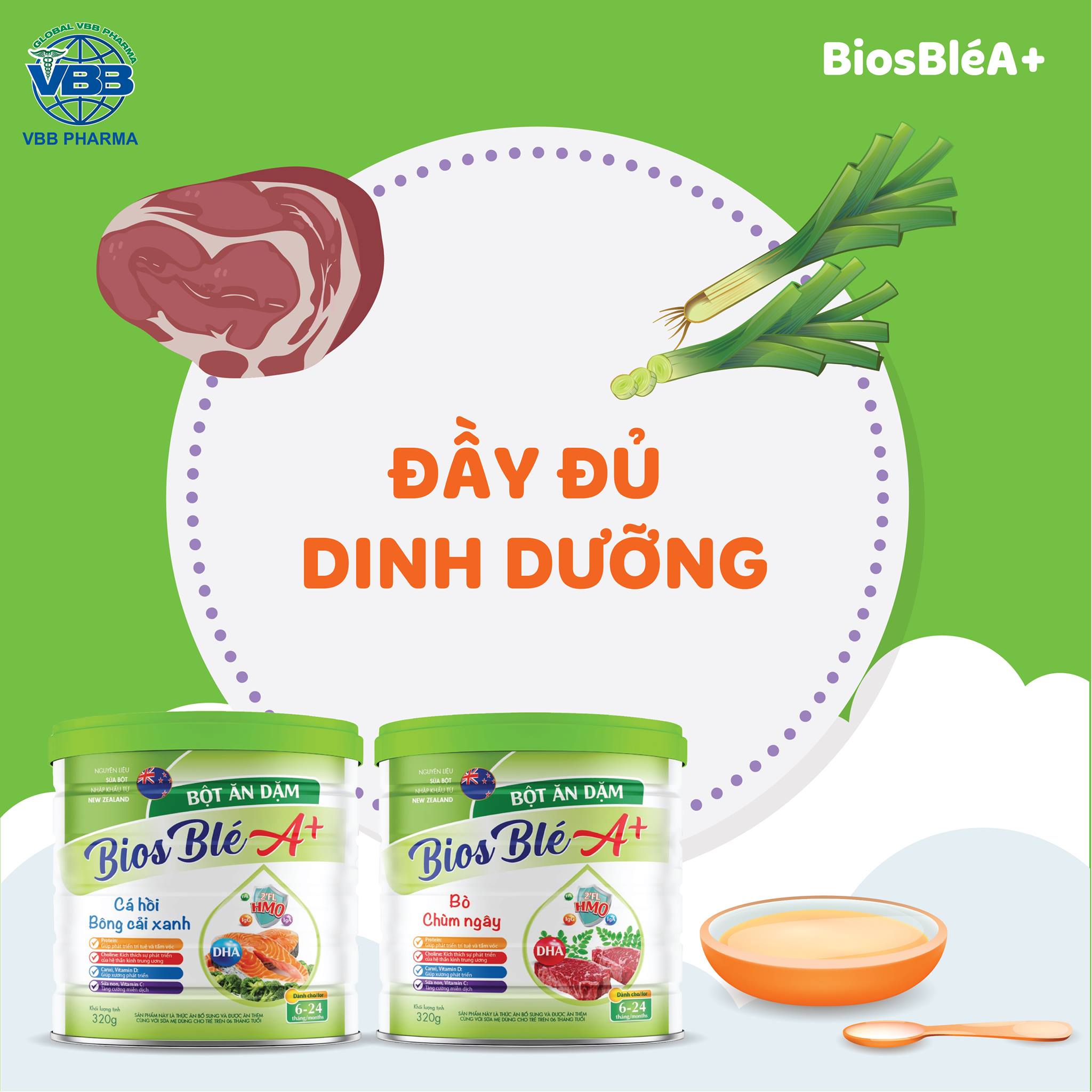 bột ăn dặm cho bé từ 4 tháng trở lên.bột Biosle A+ đủ 7 vị cho bé