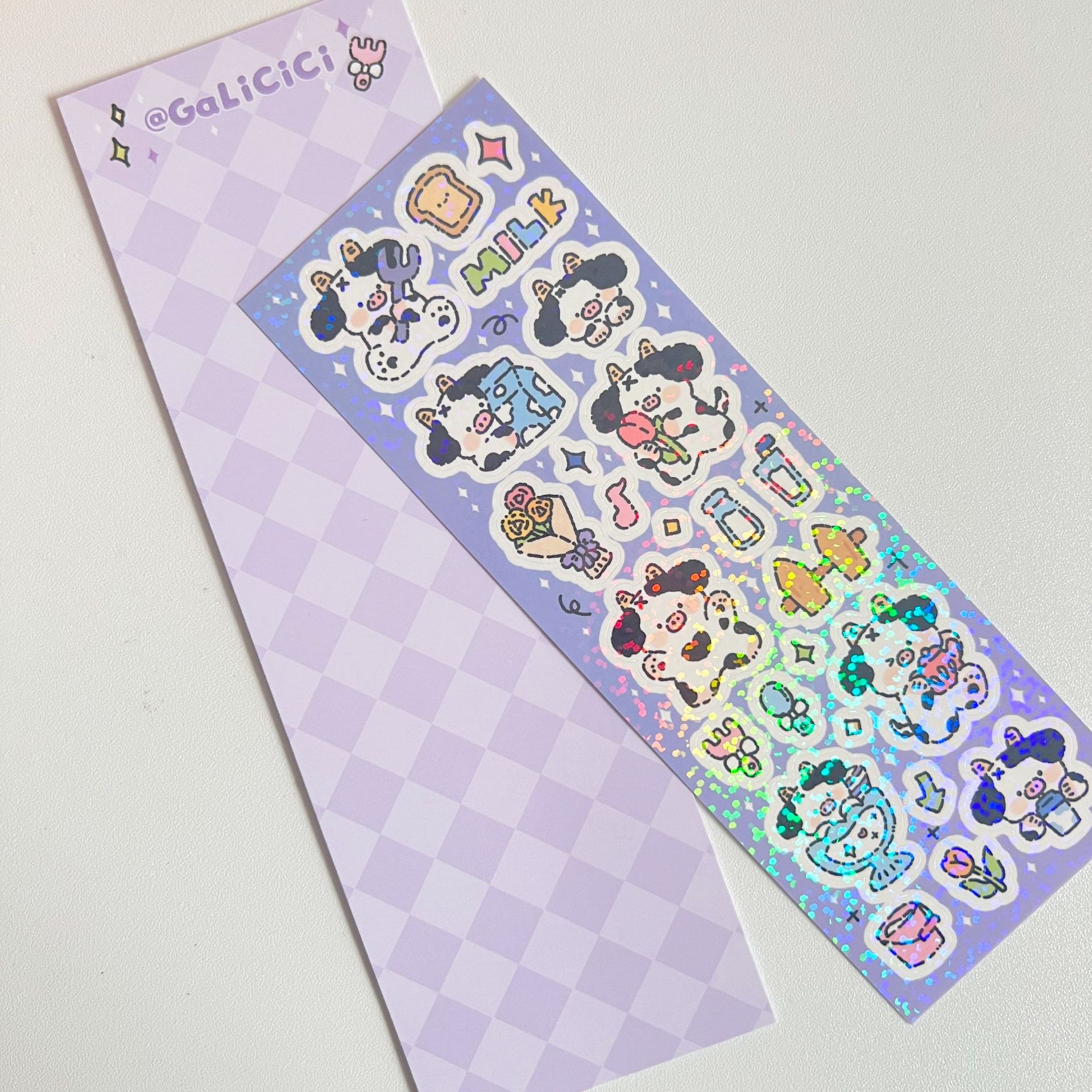 GaLiCiCi Sticker Original Hook Wind / Cartoon Cute Cow Laser Sticker / Goo Card DIY Decorative Material