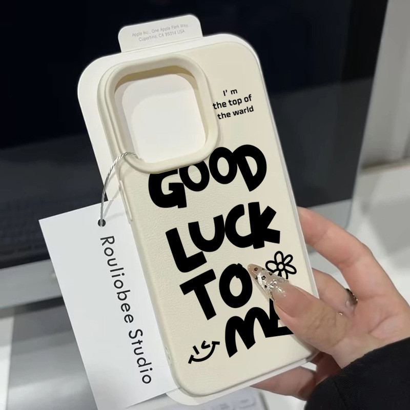 Coque Iphone 16 Wish Me Good Luck Design Blanc Et Noir_voghion.com