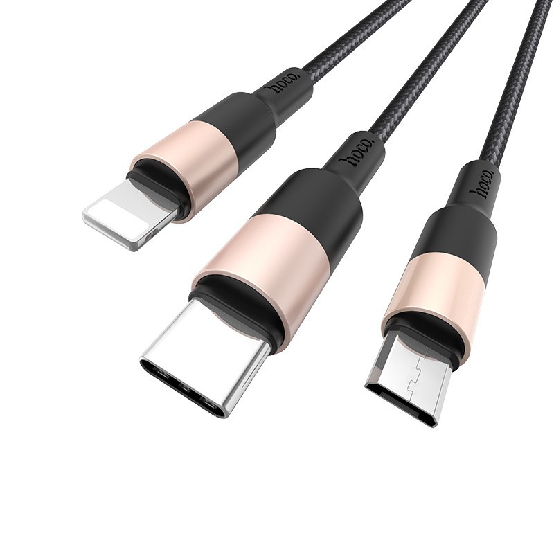Cáp sạc Hoco X26 3 đầu iPhone - Micro - Type C dây dù chống đứt