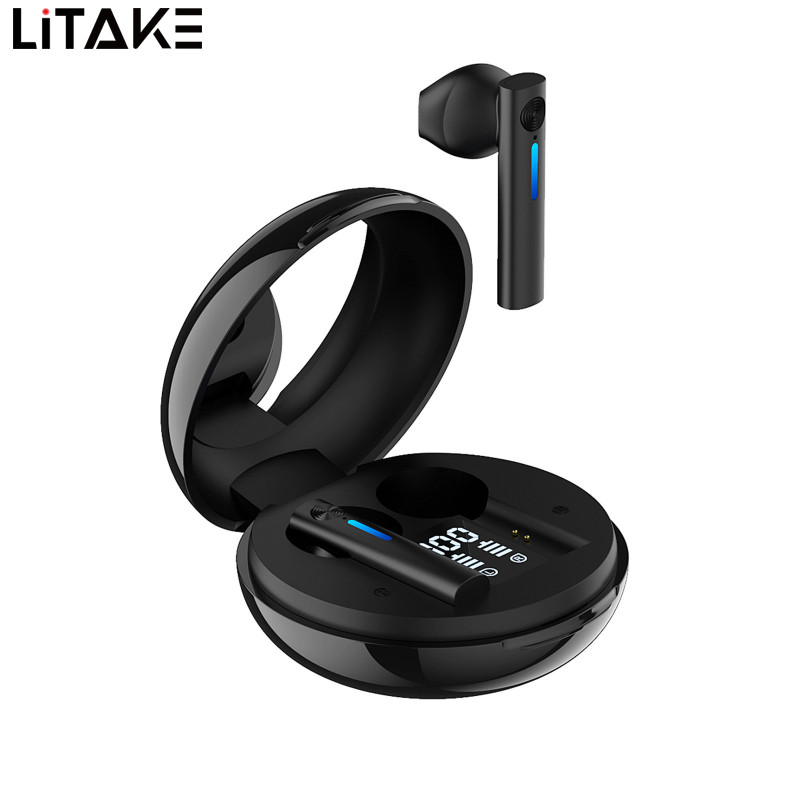 T15 Bluetooth-compatible 5.0 Headset Stereo Earbud With Makeup Mirror Binaural Touch-control Tws Wireless Earphone
