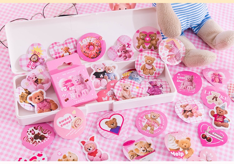 Hộp 45 stickers hình gấu nhiều mẫu