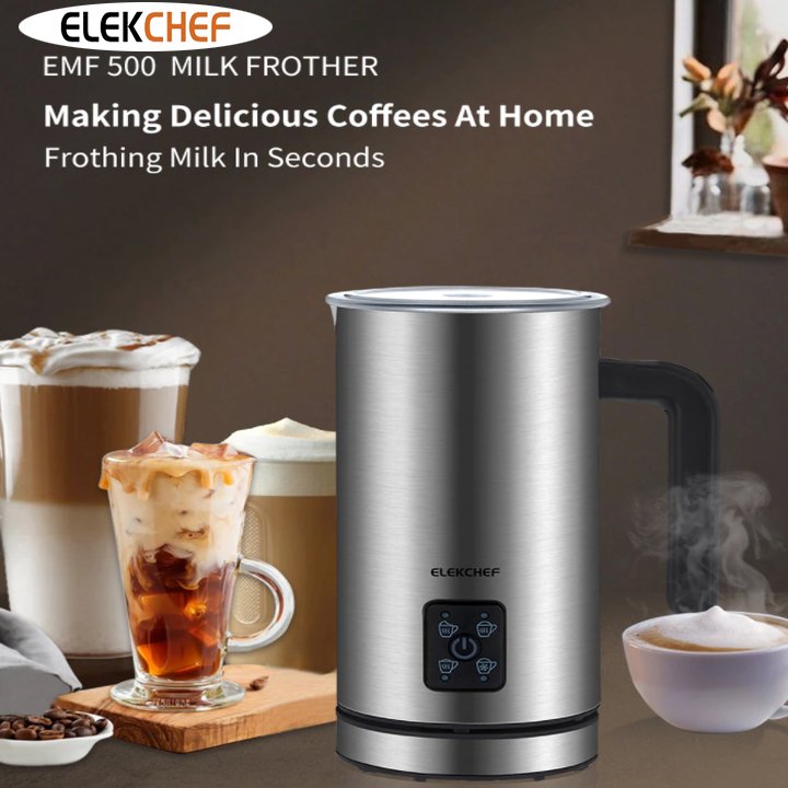 Máy tạo bọt sữa chuyên nghiệp 4 trong 1 Elekchef EMF500 Công suất 500W - BẢO HÀNH CHÍNH HÃNG 12 THÁNG
