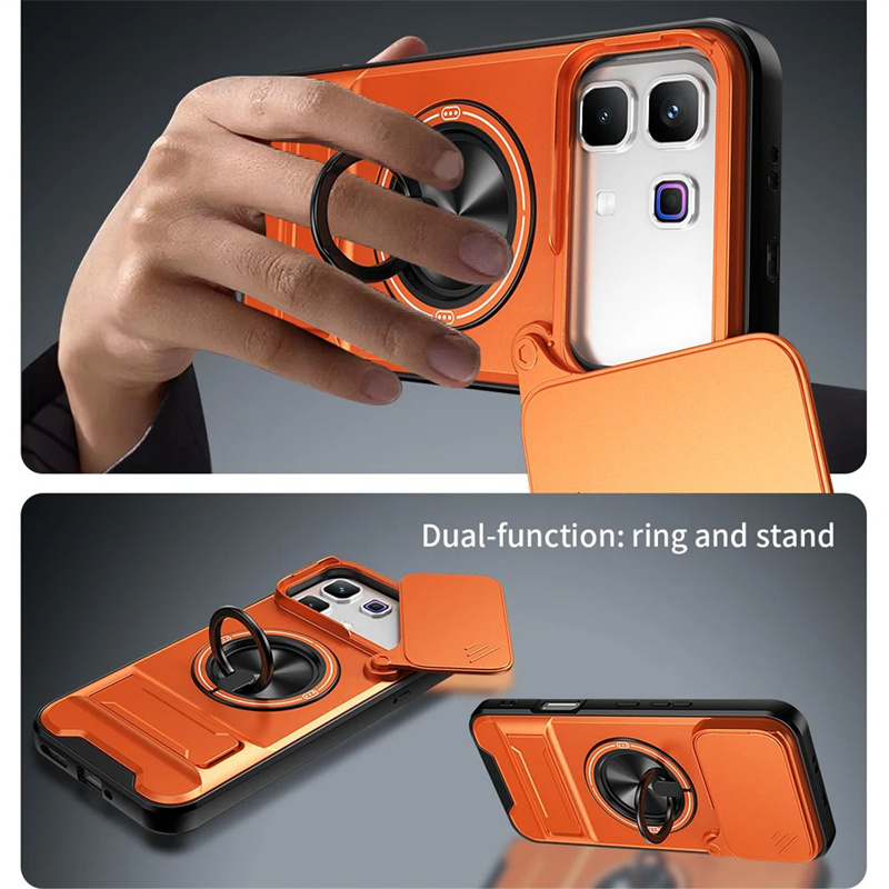 Phone case For Infinix Note 60 60 Pro Phone Case Magnetic Back Cover Hard Shock Resistant Camera Protection Bracket Navigation Bracket Ring Cover For Infinix Note 60 Pro Cover cases.