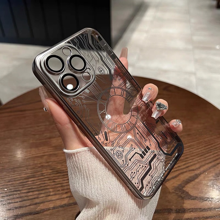 【Circuit board pattern/ultra-thin hard case/Titan Grey】compatible for iPhone 12 13 14 15 pro max case