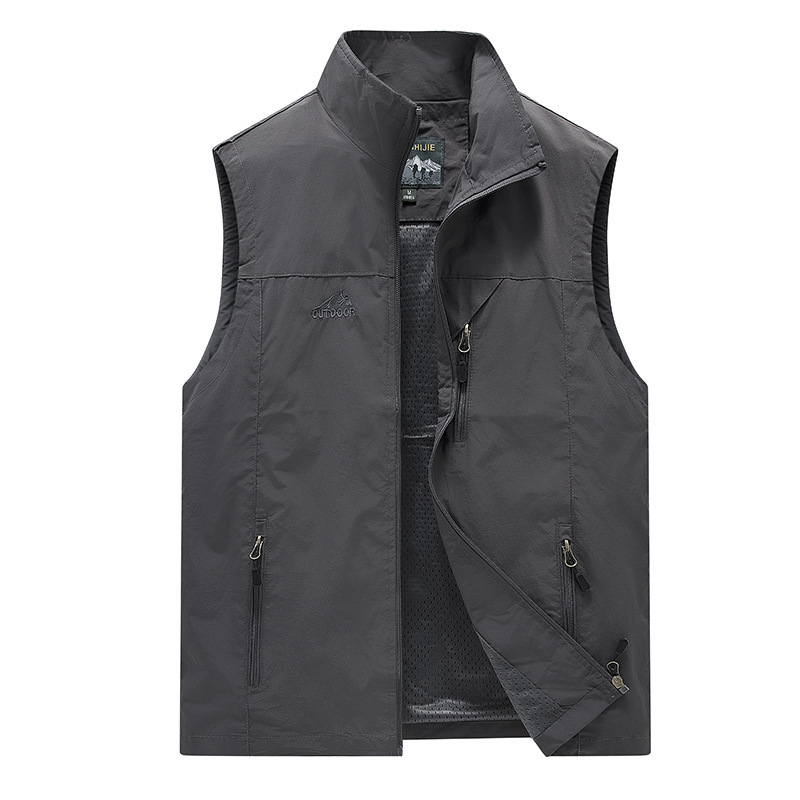 【In-Demand Item】 FGKKS Spring New Men Waistcoat Outdoor Leisure Solid Color Vest Young Middle-aged Photography Fishing Casual Vest Jacket Male.