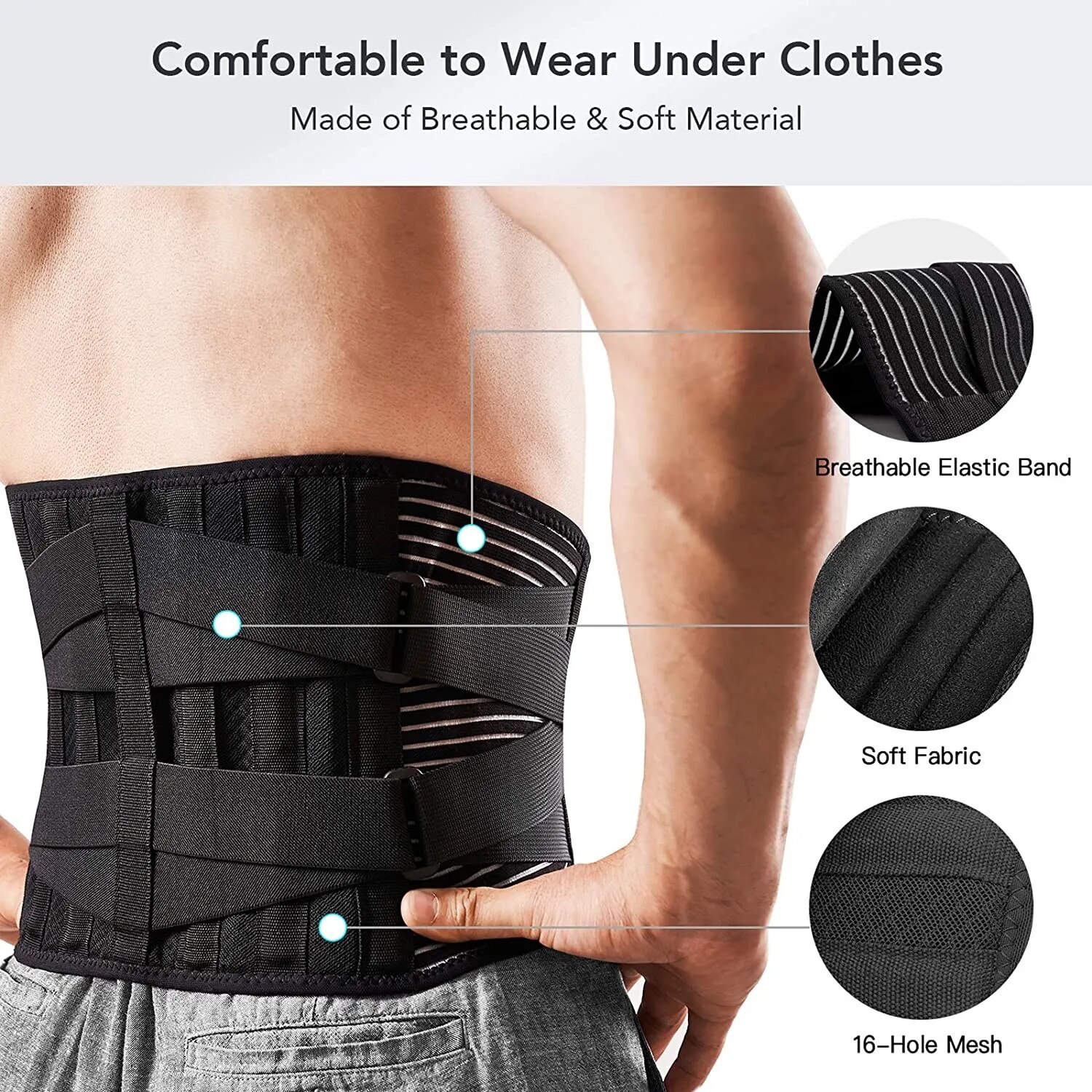 Adjustable Back Lumbar Support Belt with 6 Bone Waist Orthopedic Corset Men Spine Decompression Waist Trainer Back Pain Relief