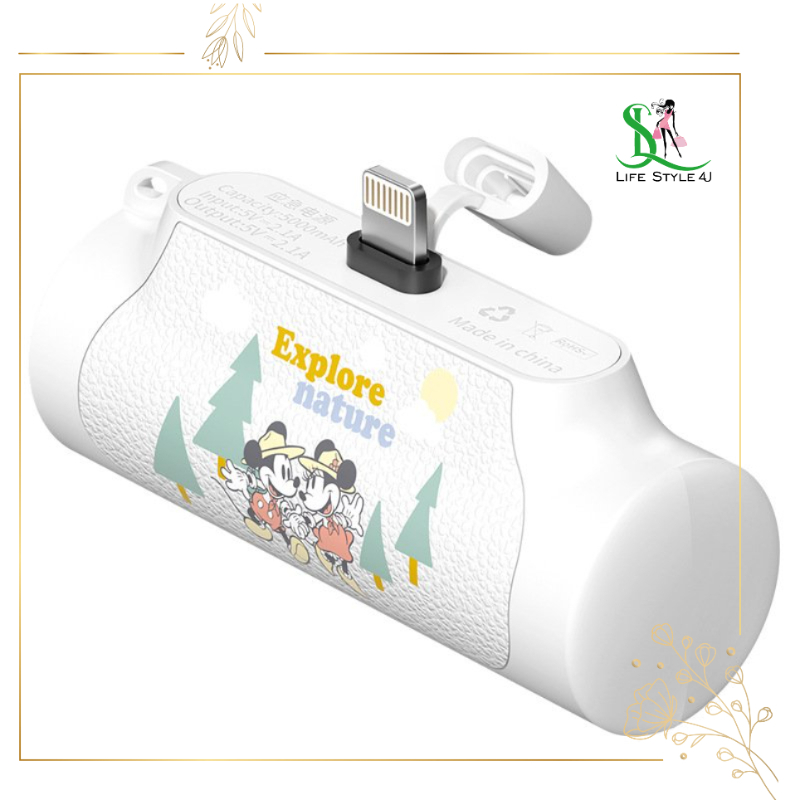 Sạc dự phòng mini gấu dâu, pin sạc dự phòng Disney, pin dự phòng không dây sạc nhanh màn hình Led cắm trực tiếp