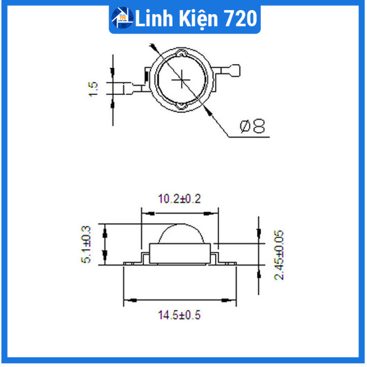 LED công suất 3W ánh sáng ấm