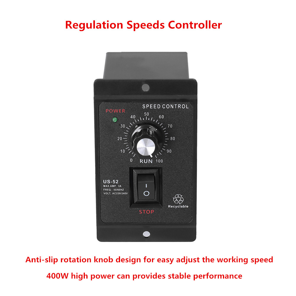 400W Motor Speed Controller AC 220V 50Hz Digital Adjustable Stepless Single Phase Motor Speed Controller 0-1450rpm Speed Regulator