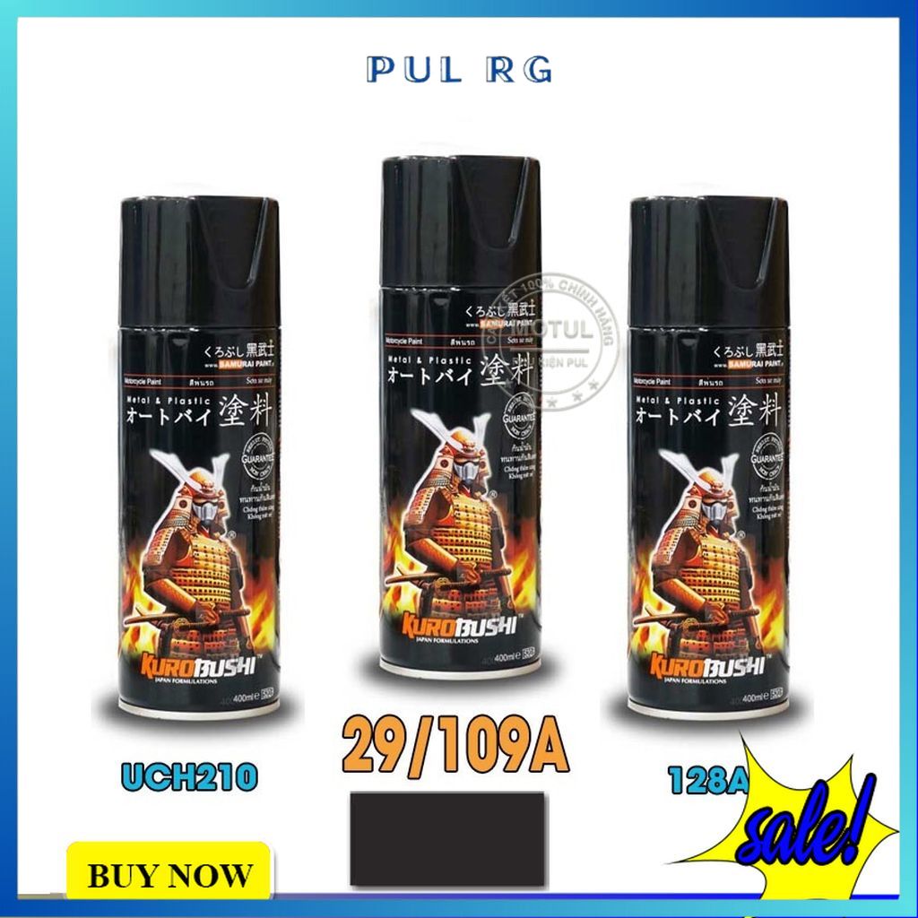 Combo 3 chai sơn màu đen nhám gồm uch210 - 29/109a - 128a - giấy nhám p800