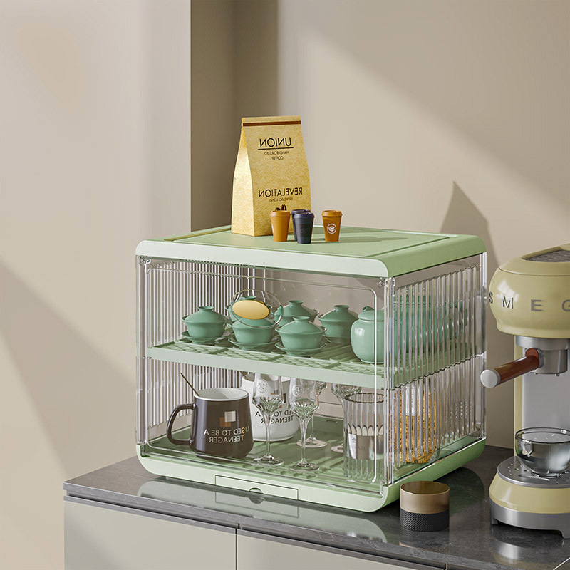 Cup holders, household dustproof cup storage shelves, foldable tabletop tea cup shelves, tea set storage cabinets