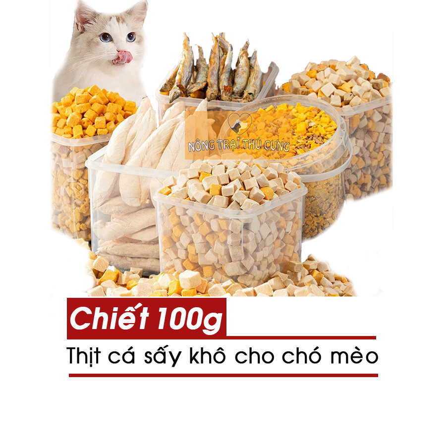[Túi 100gr] Thịt cá sấy khô cho chó mèo - Nhiều loại  - NôngTrạiThúCưng.com