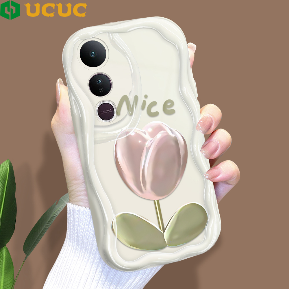 UCUC%20for%20Vivo%20V50%20V50%20Lite%205G%20Y04%20Y29S%205G%20Back%20Cover%20Big%20Tulip%20Cream%20Texture%20Wavy%20Edge%20Soft%20Silicone%20Phone%20Case%20-%20Image%202