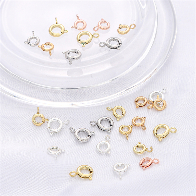 Móc Khóa Lò Xo Móng Tròn Móc Khóa Lò Xo Bằng Đồng Thau Đầu Nối Móc Với Mạ 14K/18K/Bạch Kim/Bạc/Vàng Hồng Cho Đầu Nối Vòng Cổ Vòng Tay Phụ Kiện Tìm Kiếm Trang Sức Tự Làm