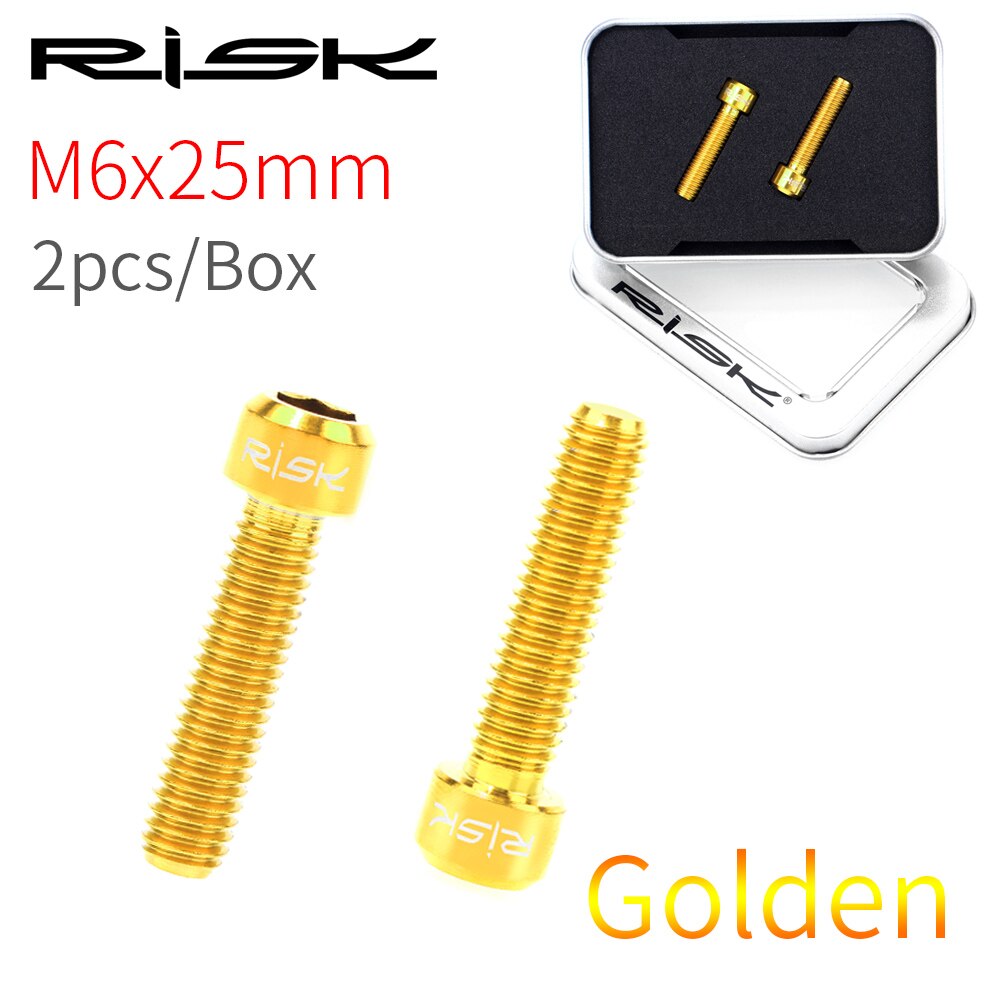 Risk cơ 2 cái / hộp xe đạp xe đạp m6x25mm đĩa phanh phanh cố định bu lông ốc vít mở rộng hợp kim titan