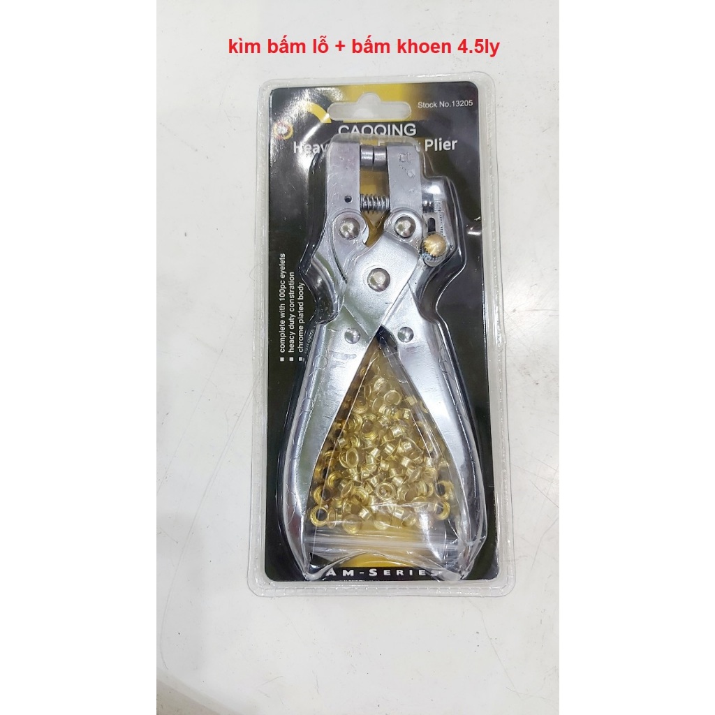 Kìm bấm khoen 4.5mm + bấm lỗ 5mm Dùng cho giấy,da,bạt