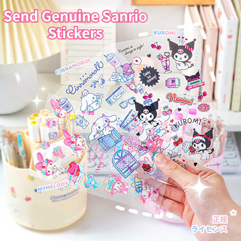 【LuckyBabyFans Store】360° Rotating Sanrio Kuromi Pen Holder Organizer Girls Large Capacity Stationery Box Kawaii Stikers Cinnamoroll.