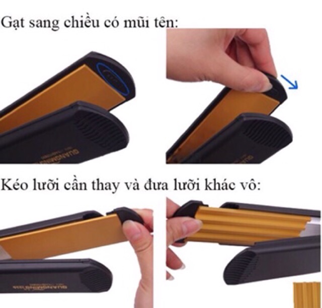 Máy Dập Tóc, Bấm Tóc Thay Bản 4IN1 1056 (1 Bản Duỗi + 3 Bản Dập Xù )