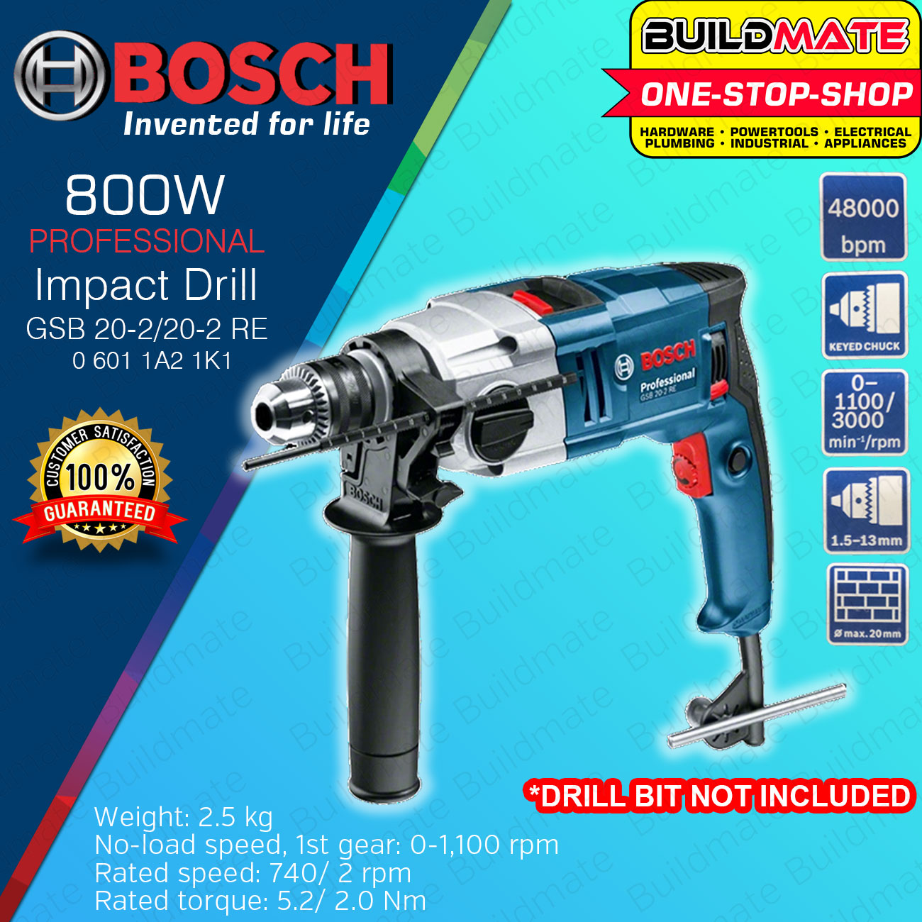 BOSCH Professional Original Impact Hammer Drill 800W GSB 202 RE for