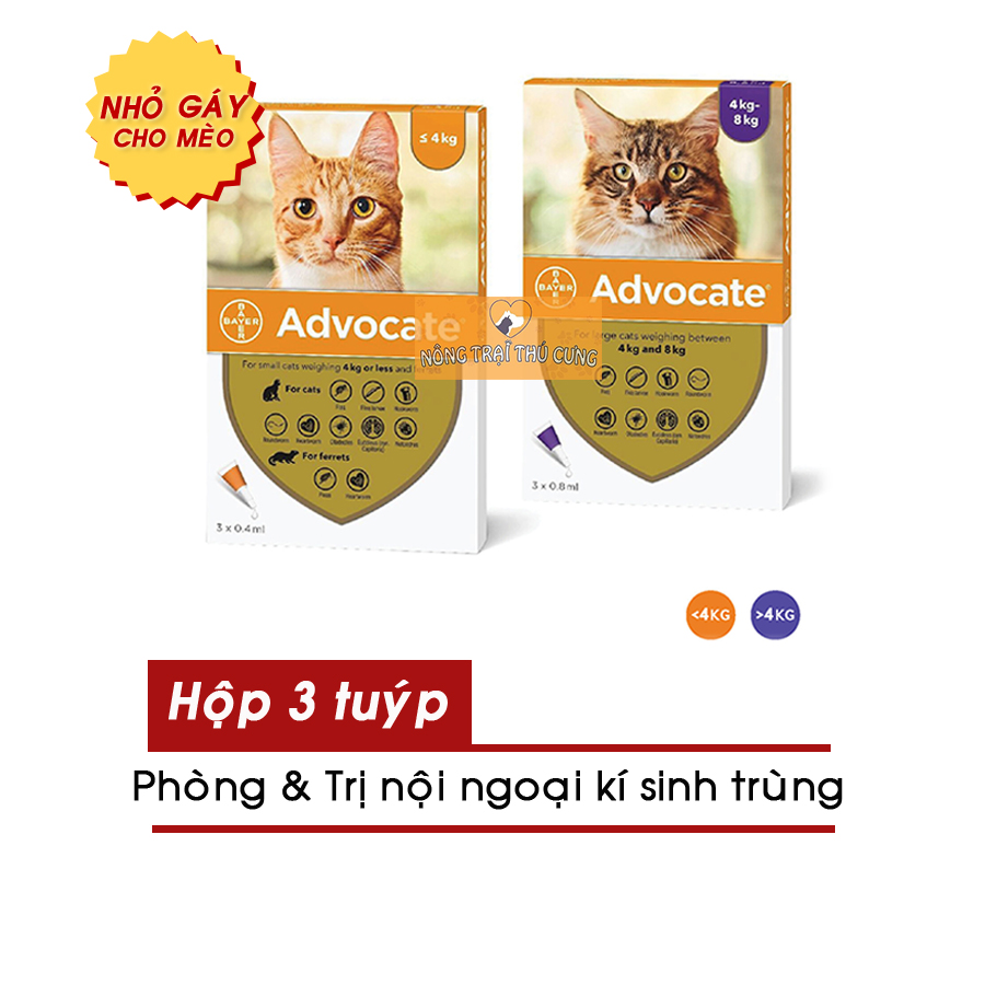 Nhỏ Gáy Advocate Cho Mèo Phòng Và Trị Giun Sán, Ve, Rận, Bọ Chét - Nông thumbnail