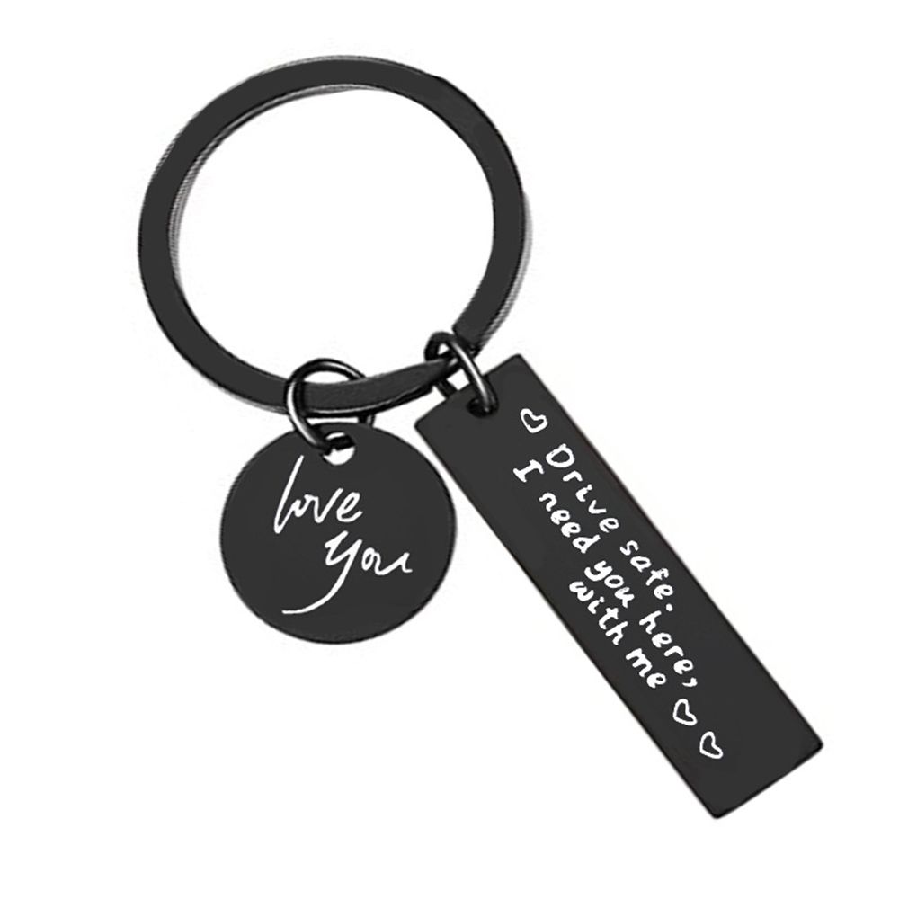Npdtn gift metal round car key ring i love you keyring i need you here with me drive safe keychain