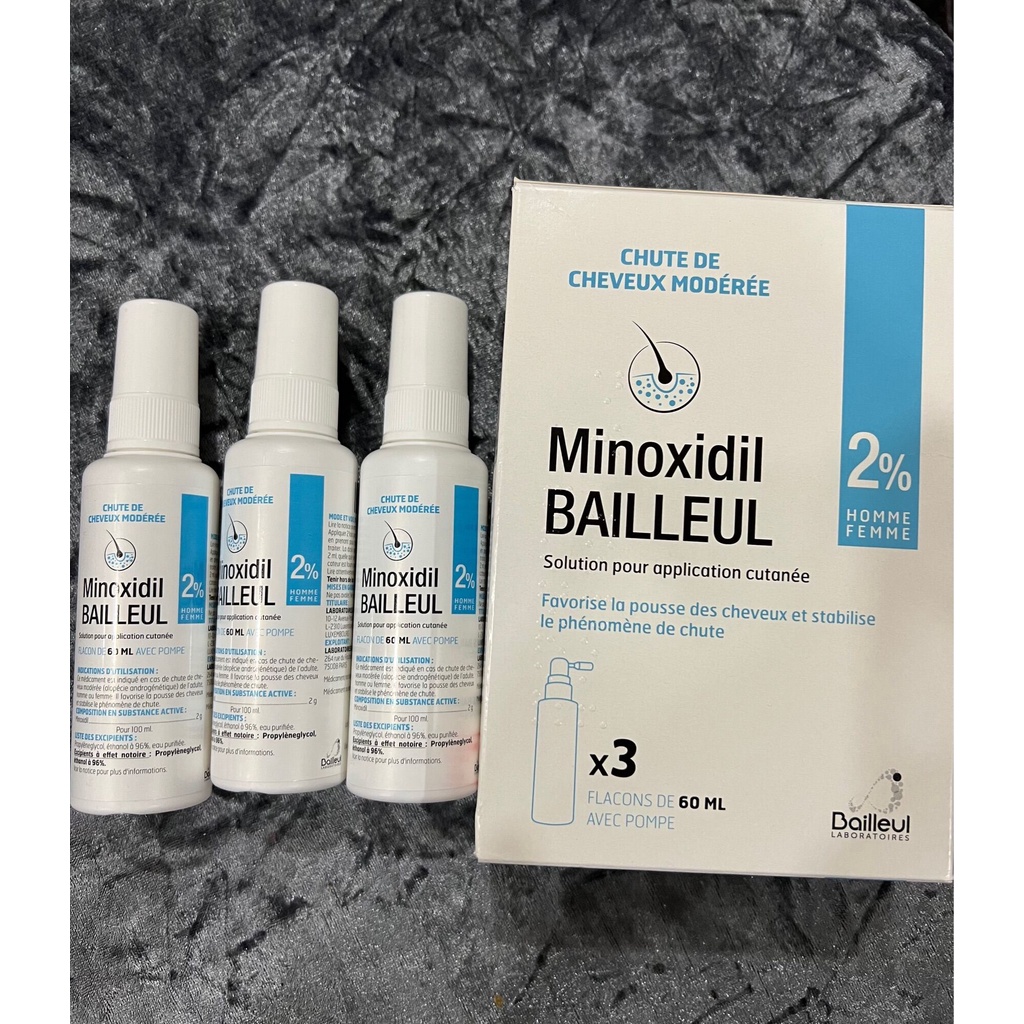 Set 3 chai xịt mọc tóc Minoxidil Bailleul 2% 3x60ml