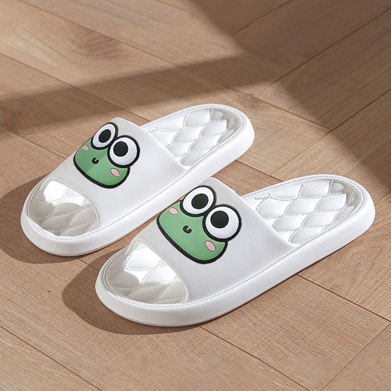 Lovely Oeak New Summer Cartoon Frog Slippers Men Women Couple Non-Slip Parent-children Indoor Outdoor Wear Soft Thick Bottom Sandals