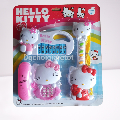 Bộ đàn đồ chơi 3 món Hello Kitty phát nhạc phát đèn cho bé